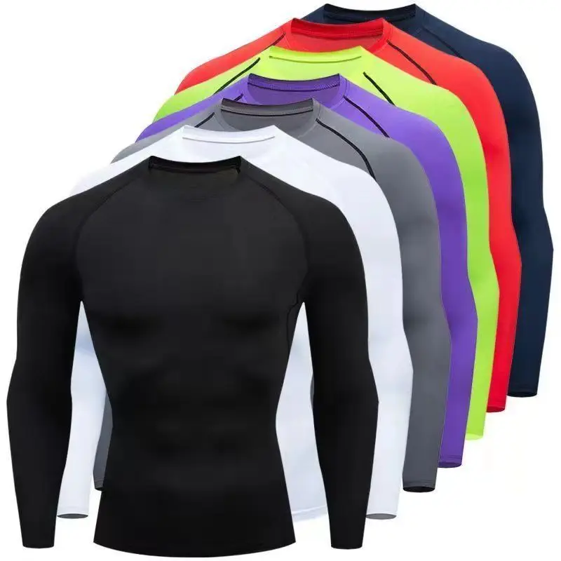 

New men's tight fitting running and fitness training long sleeved sportswear for cycling, jogging, fishing, tight fitting quick