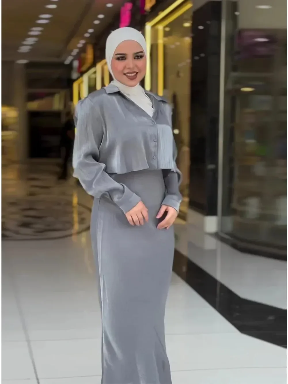 Muslim Women Autumn Skirts Outfits Blouse Single Breasted Top Long Skirt Suit Turkey Islamic Ensemble Dubai Arabic Two Piece Set