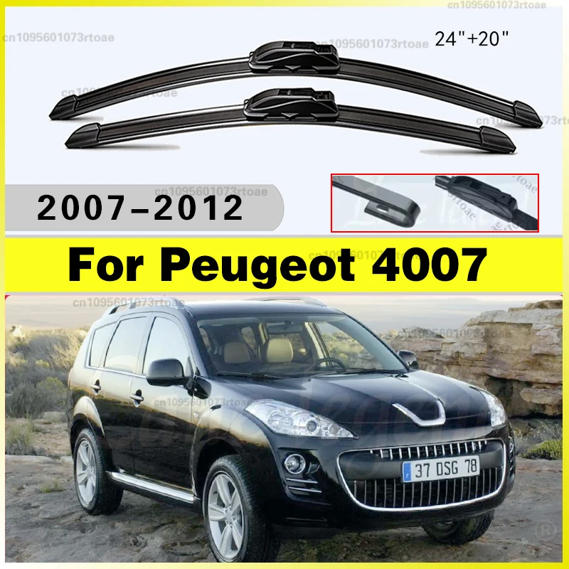 

24"+20" For Peugeot 4007 2007 - 2012 Front Windshield Windscreen Clean Rubber Rain Brush Car Accessories Car Wiper Blade Blades