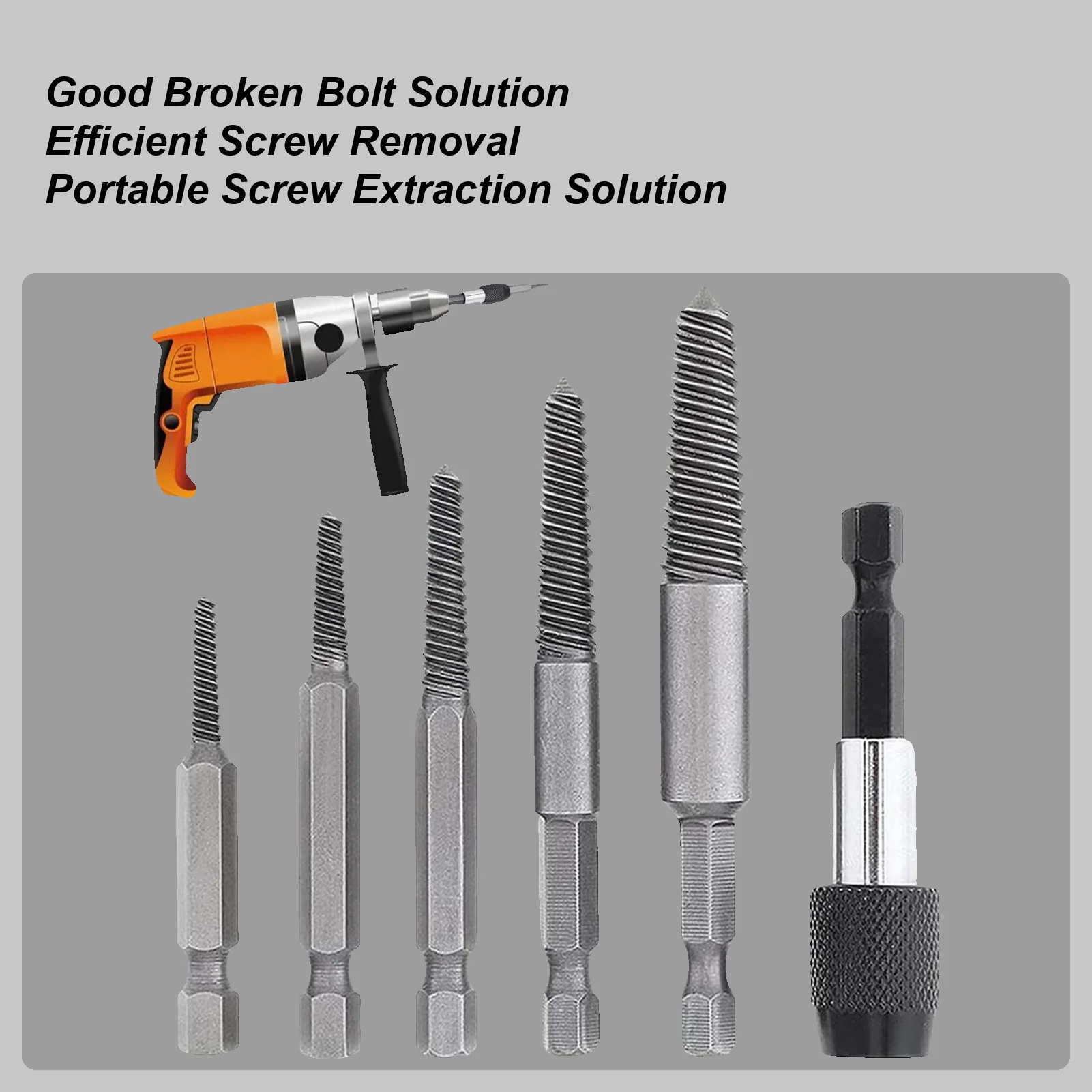 

Stripped Screw Remover Kit 6Pcs/set hexagonal shank screw remover Broken bolt water pipe remover set Nut Removal Carpenter Tool