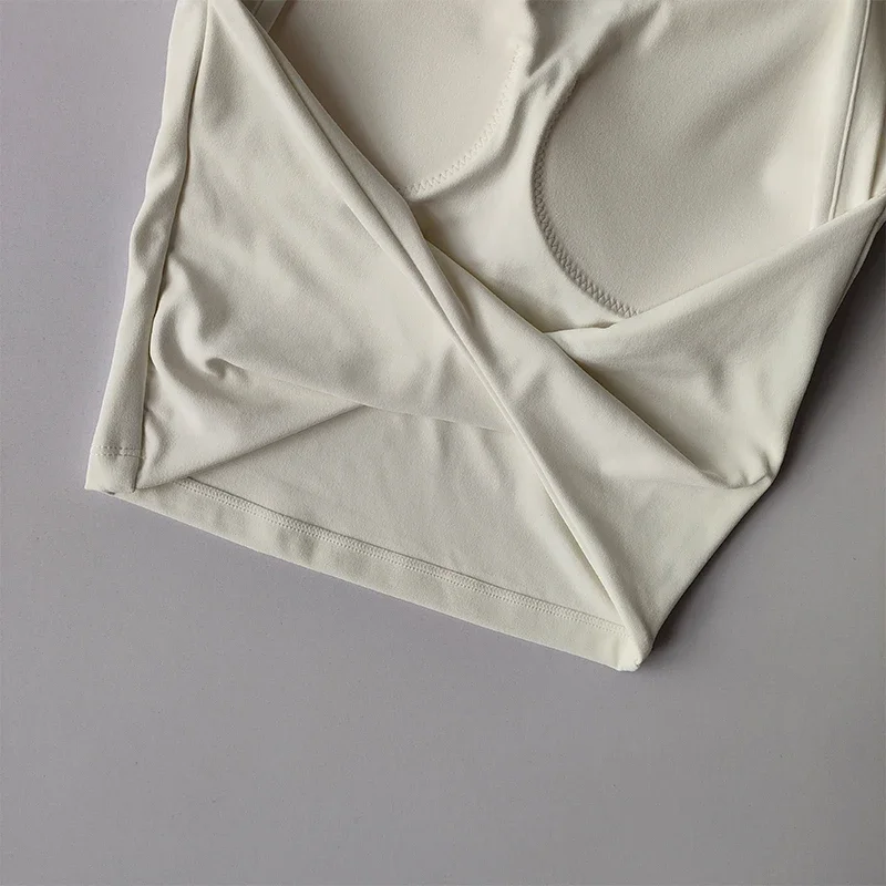 เซ็กซี่สั้นBacklessคงที่หน้าอกPadกีฬาเสื้อยืดเสื้อกั๊กผู้หญิงกระชับสัดส่วนแห้งเร็วSlimmingชุดโยคะTopเสื้อผ้า