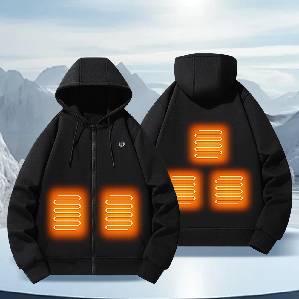 2024 Outdoor Electric USB Heating Sweaters Hoodies Men Women Winter Warm Heated Clothes 5 Area Winter Heating Casual Hoodies