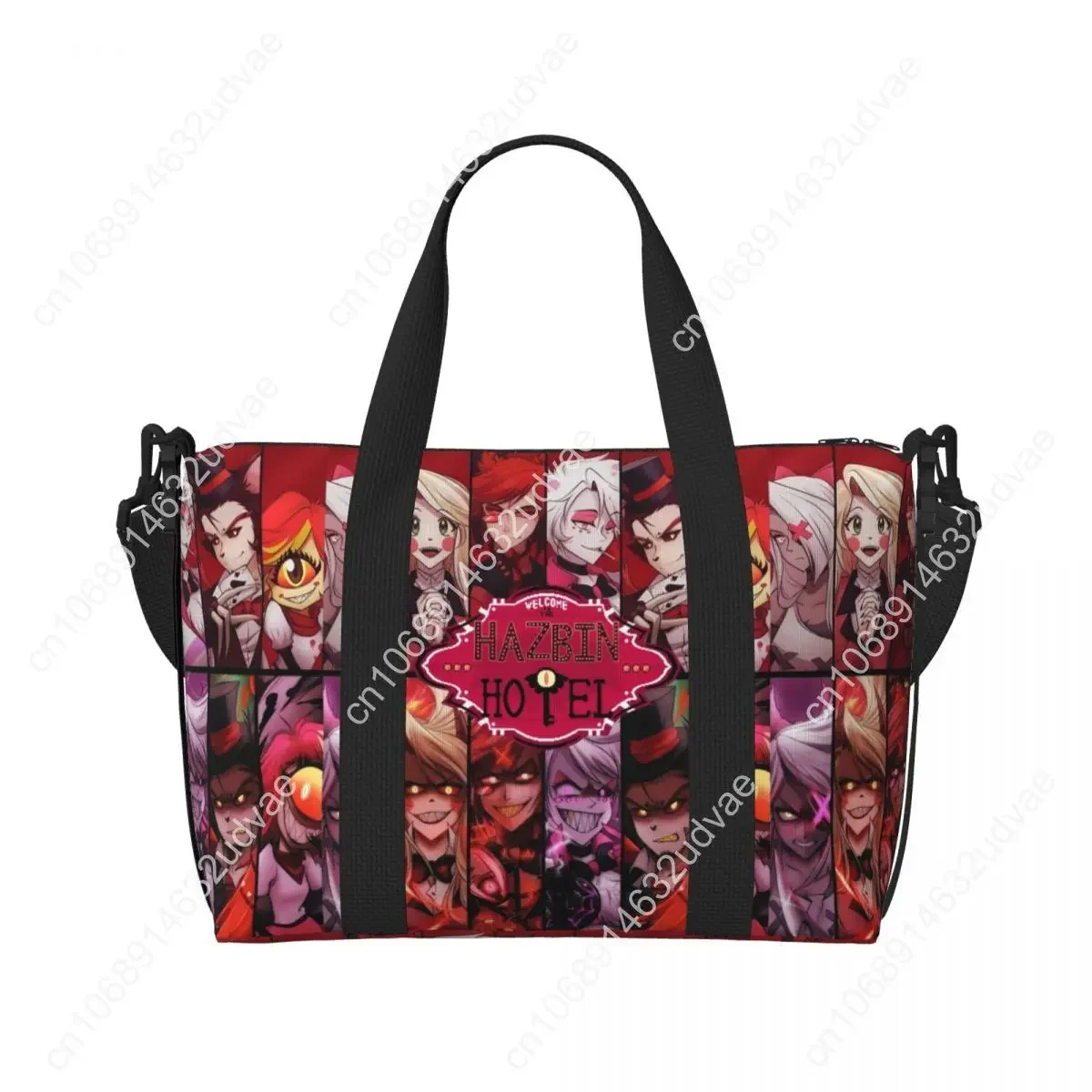Custom Hazbin Hotels Comedy Beach Tote Bag Women Extra Large Gym Carry On Anime America Song And Dance Travel Shopping Bags