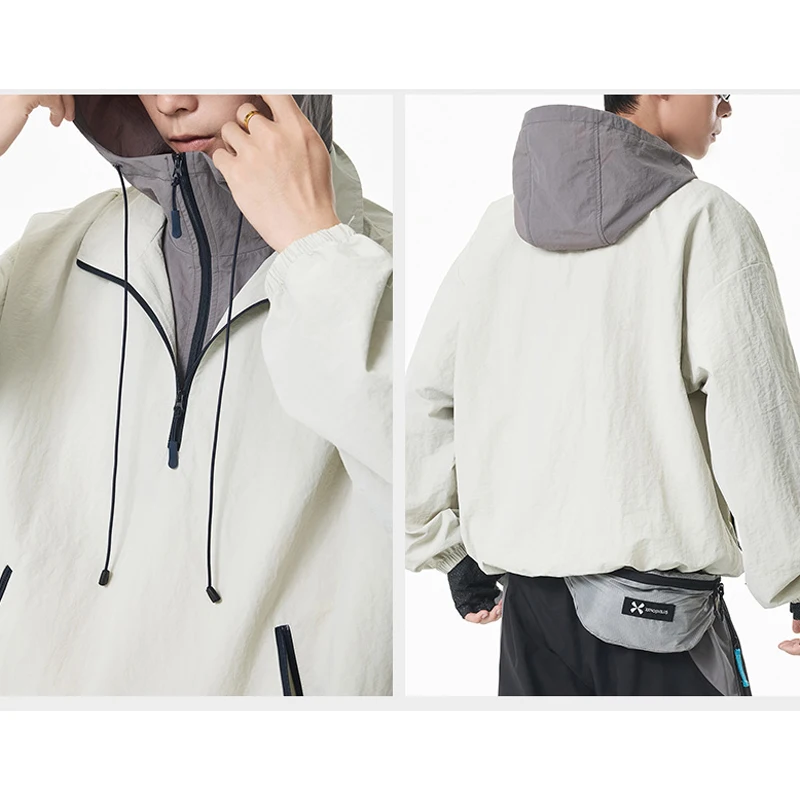Unisex Colorblock Two-Piece Shirt Jacket – Quick-Dry Water-Repellent Hooded Outerwear for Spring & Autumn 2026