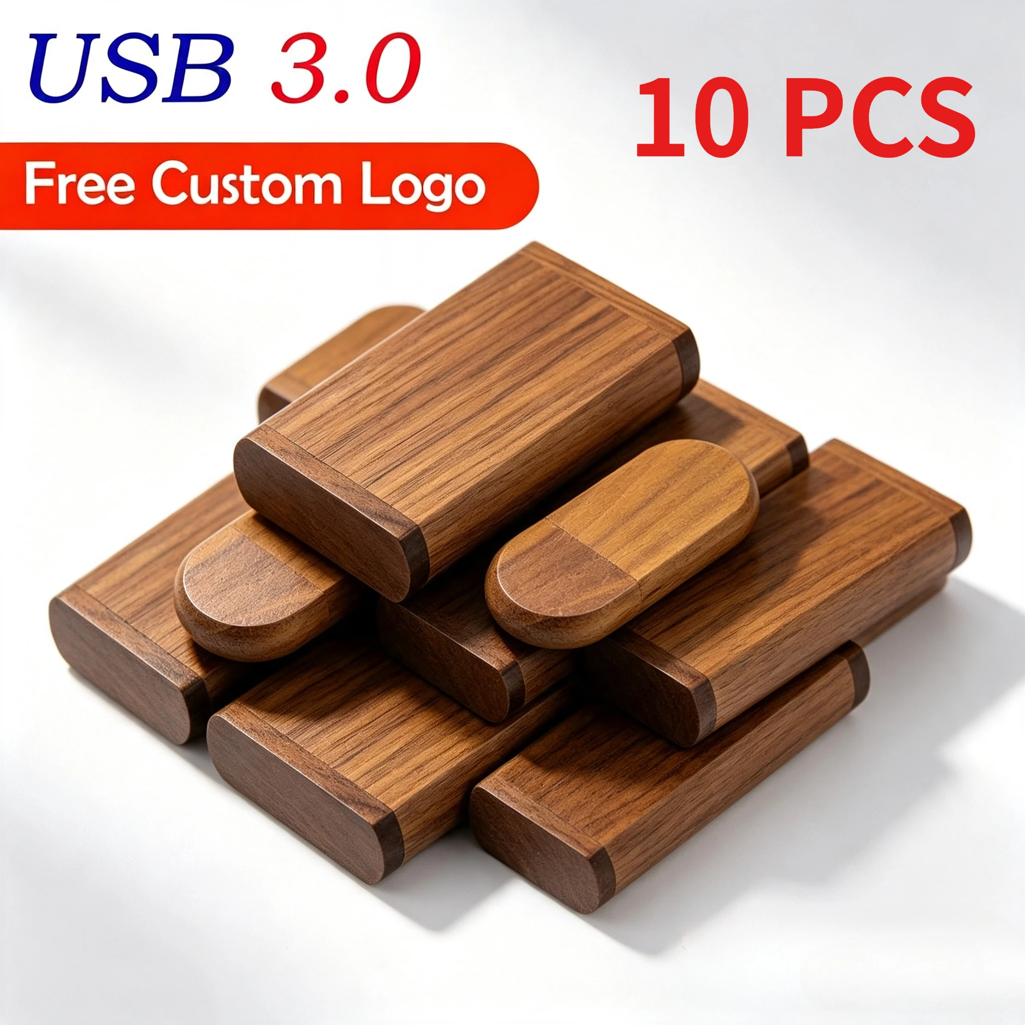 Wooden USB 3.0 Flash Drives 10PCS LOT Free Custom Logo 128GB Pen Drive 64GB 32GB Memory Stick Creative Business Gift USB Stick