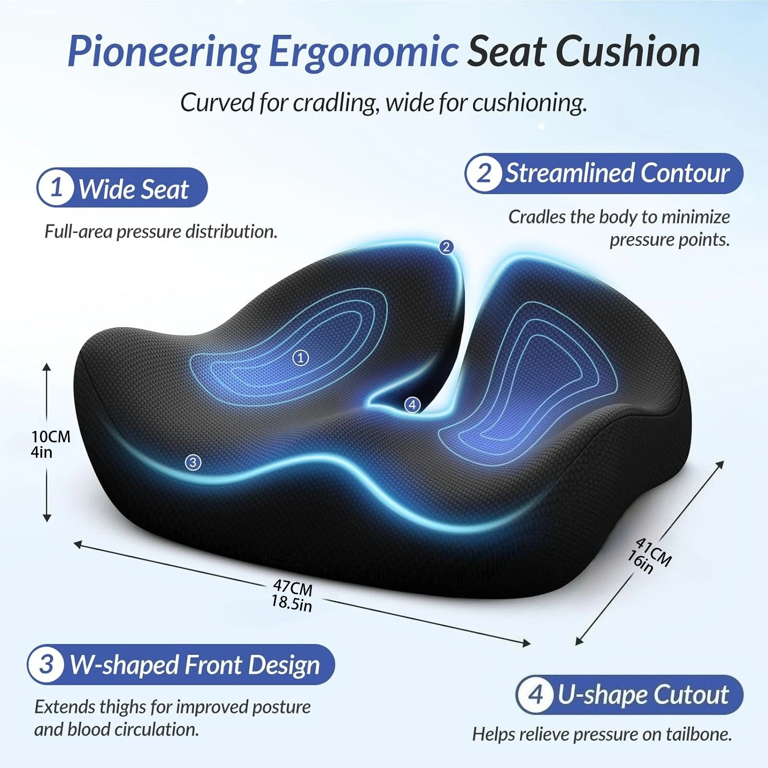 SeAt Cushion, Memory Foam Office Chair Seat Cushion for Office Chairs/Car/Long Trip/Desk Chair/Gaming, Extra Large Size for Scia