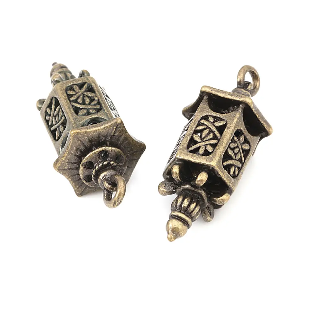 6PCS 35x12MM Antique Bronze Vintage Style Zinc Alloy Lanterns Charms Pendants Jewelry Making Supplies Diy Findings Accessories