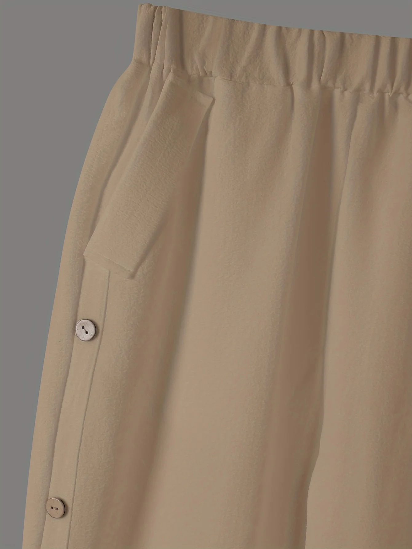 Pantalones casuales recortados con hebilla lateral para mujer, cintura elástica, color sólido, Otoño, nuevo