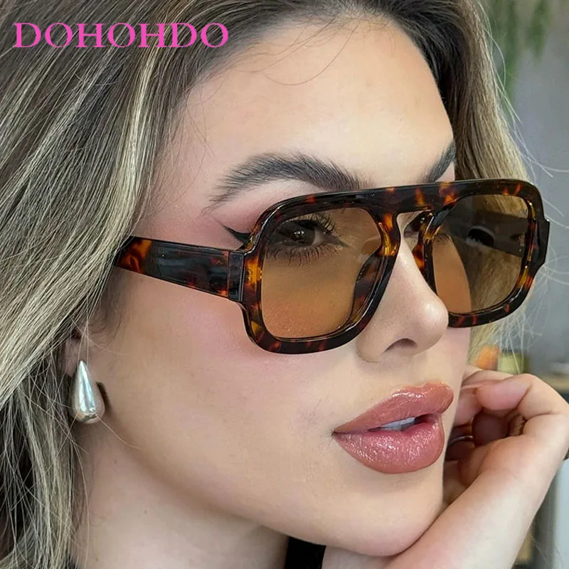 

2026 Fashion Square Sunglasses Women Retro Black Brown Thick Frame Pilot Sun Glasses Woman Driving Travel Shades Female UV400