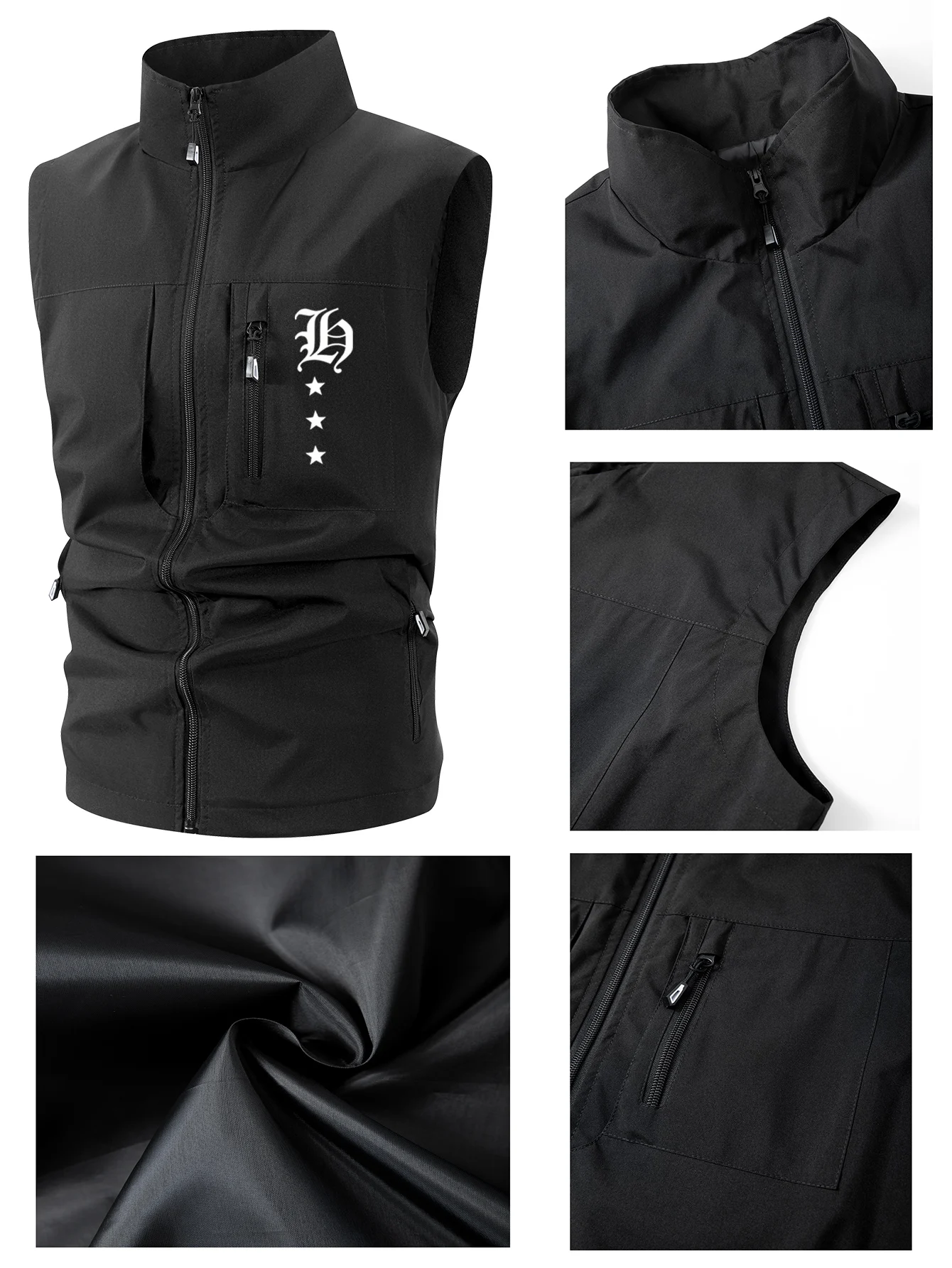 سترة بدون أكمام رياضية لعيد الميلاد للرجال - سحاب وياقة واقفة للرياضات الخارجية والملابس اليومية الدافئة كاجوال للجري واللياقة البدنية