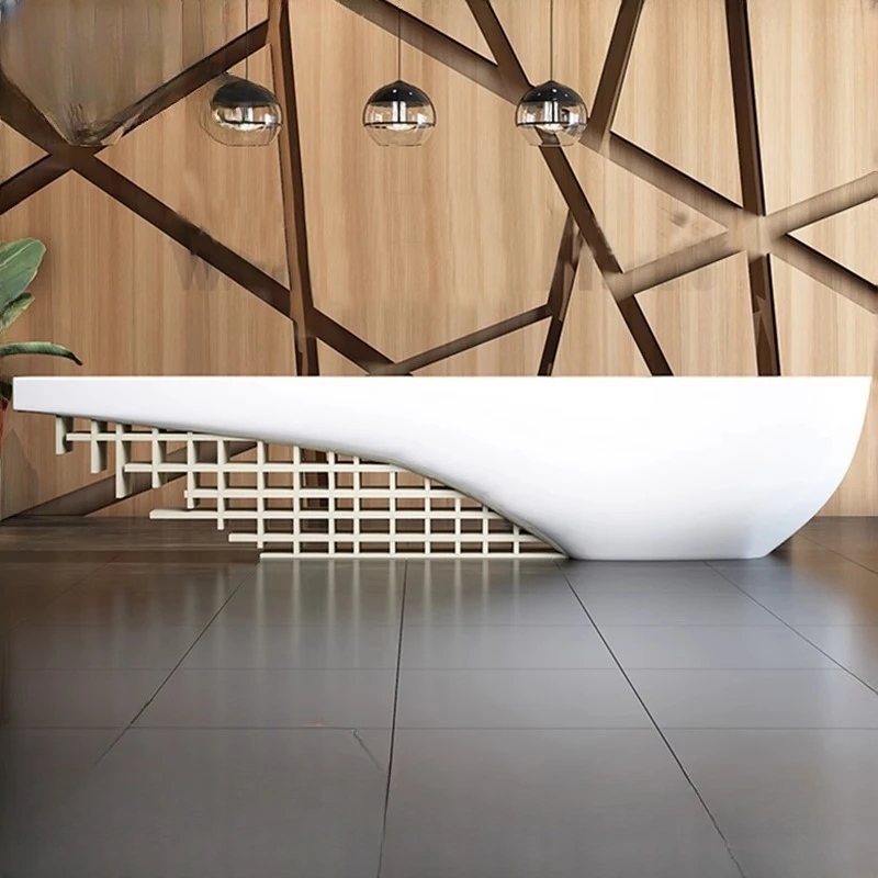 

Counter Commericial Reception Desks Modern Light Luxury Wood Design Reception Desks White Front Desk Bureau Office Furniture