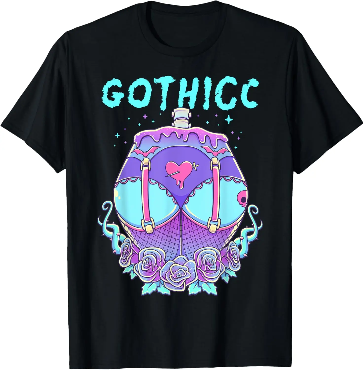 Pastel Goth Thicc Booty Gothicc Creepy Gothic Booty Anime T-Shirt