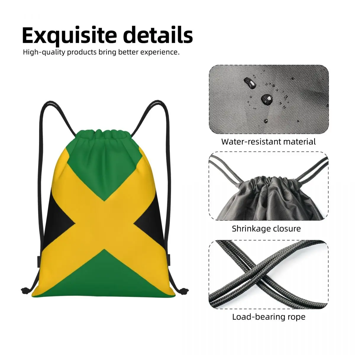 Custom Jamaican Flag Drawstring Backpack Bags Men Women Lightweight Patriotism Gym Sports Sackpack Sacks for Training