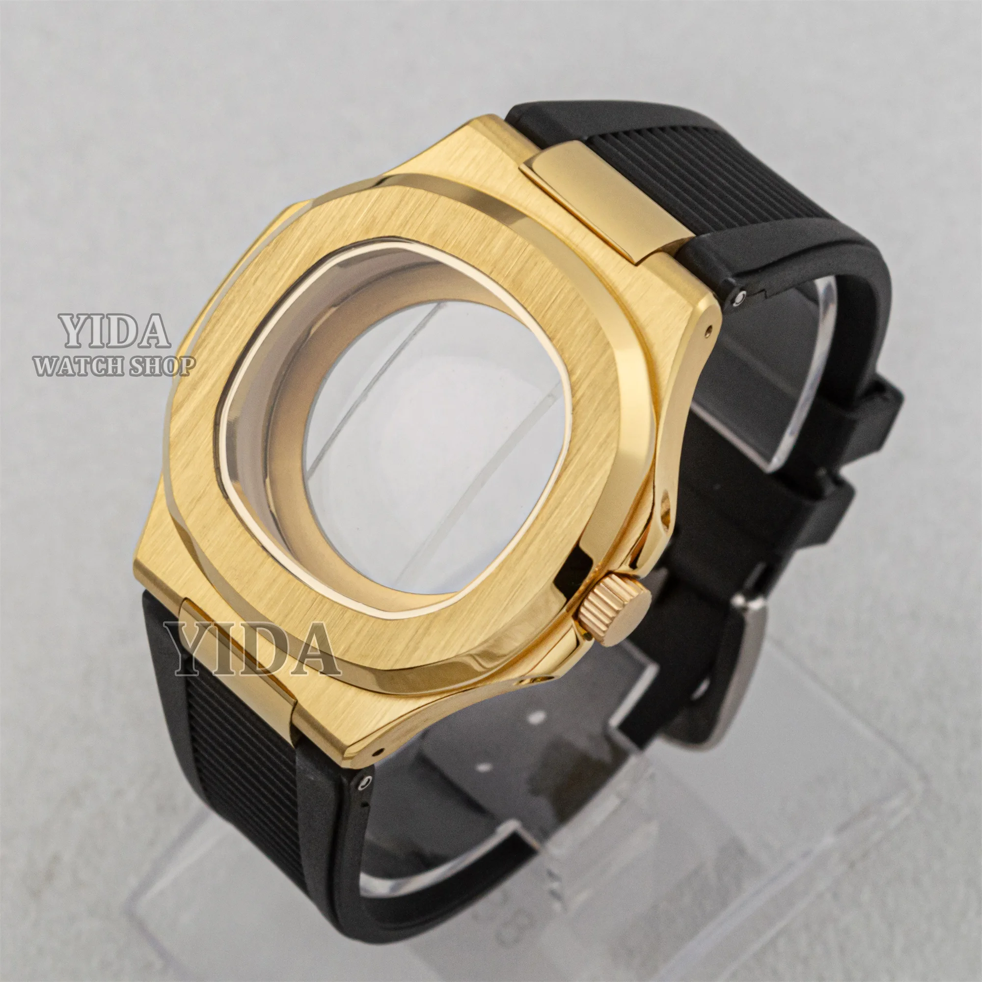 41mm NH35 Watch Case Strap 25MM Rubber Bracelet Sapphire Glass For Nautilus NH35 Automatic Movement Modified Replacements Mod