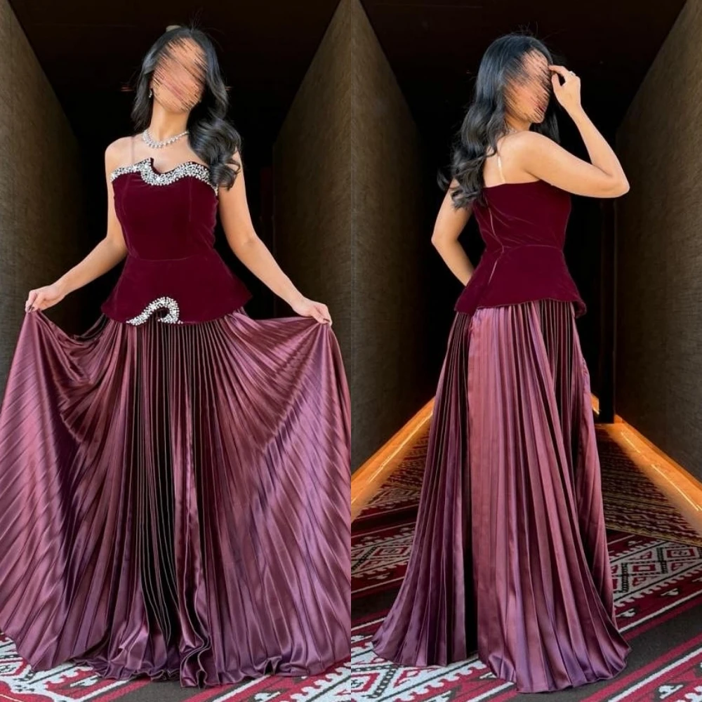 فستان سهرة عالي الجودة مخصص لامع أنيق بدون حمالات على شكل حرف a فساتين طويلة مناسبة مخصصة للحفلات الراقصة وحفلات الزفاف الأنيقة