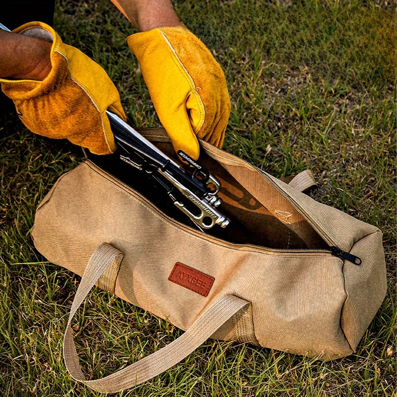 Camping Accessories Storage Bag, Durable Oxford Fabric Portable Cylindrical Tool Handbag