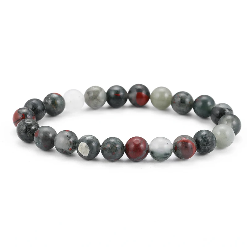 8mm afrikanisches Blut-Jade-Armband für Damen und Herren, rund, lose Distanzperlen, Yoga-Armband, Freundschaftsarmband-Zubehör