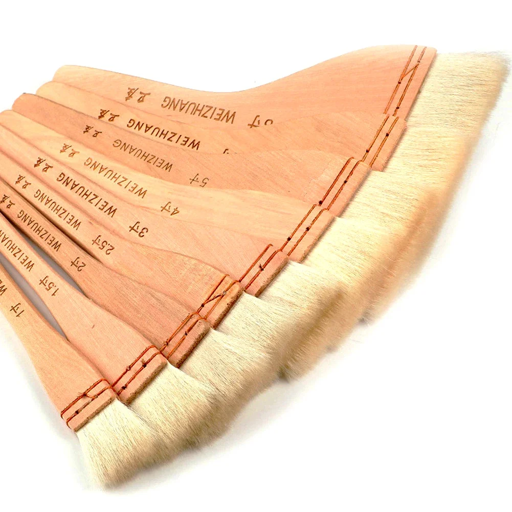 

Кисти для рисования из козьей шерсти с деревянной ручкой, гладкая шлифовка для стен, 10 размеров, акварель, акрил, масляная живопись, товары для рисования, художественные принадлежности