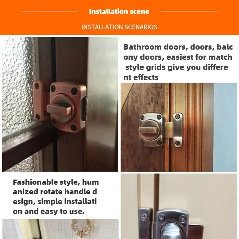 Home Security Latch หมุน Bolt Latch ประตูสลักประตูสไลด์ล็อค Twist หมุนบาร์เรลล็อคสําหรับห้องน้ําประตูห้องน้ําล็อค
