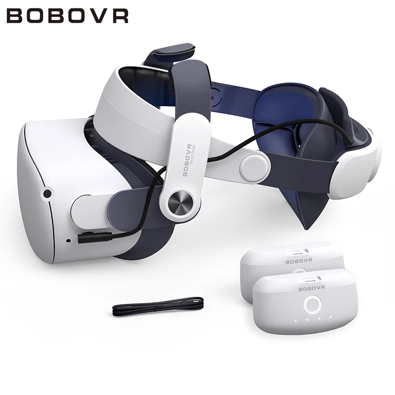 BOBOVR M2 Pro Battery Head Strap with B2 Extra 5200mAh Battery Pack Magnetic Connections Compatible With Meta Oculus Quest 2