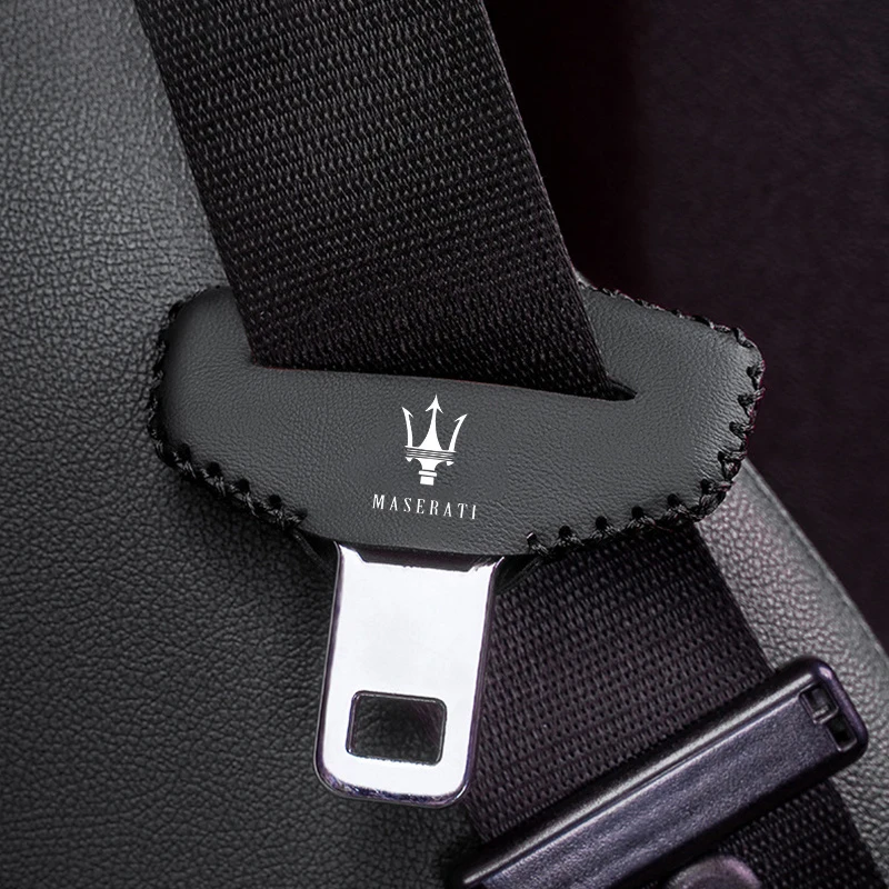 Car Leather Safety Belt Buckle Plug Protective Cover For Maserati Granturismo Quattroporte Levante Coupe GTS Auto Accessories