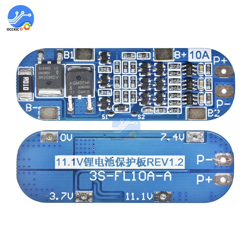 10 teile/los BMS 3S 10A 12,6 V Li-Ion Lithium 18650 Batterie Ladung Schutz Bord Batterie Balancer BMS PCB Equalizer modul