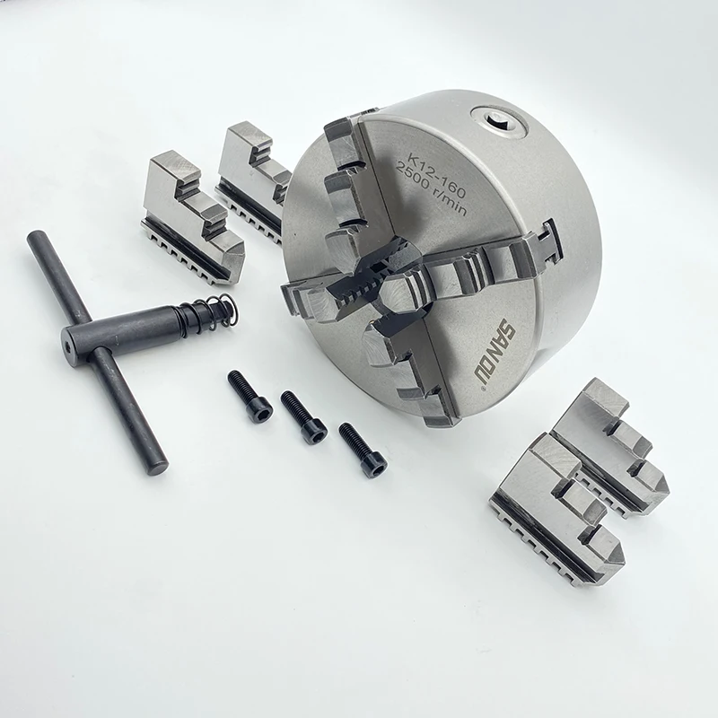 Metal Lathe Chuck 160MM SANOU Brand 4 Jaw Self-Centering Chuck K12-160 Manual Type Scroll Chuck