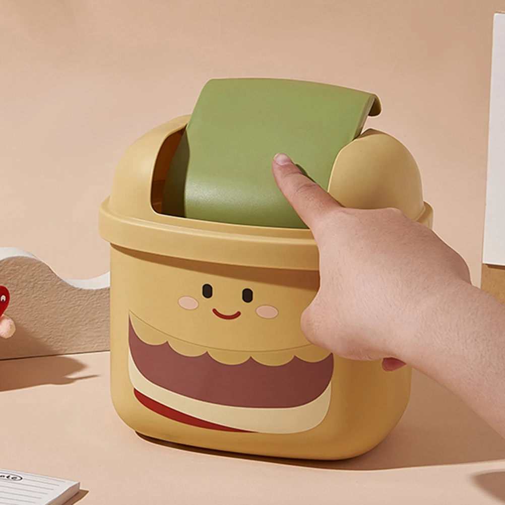 

Mini Hamburger Desktop Trash Bin Cute Small Plastic Garbage Holder Desk Rubbish Container Decorative Storage Box