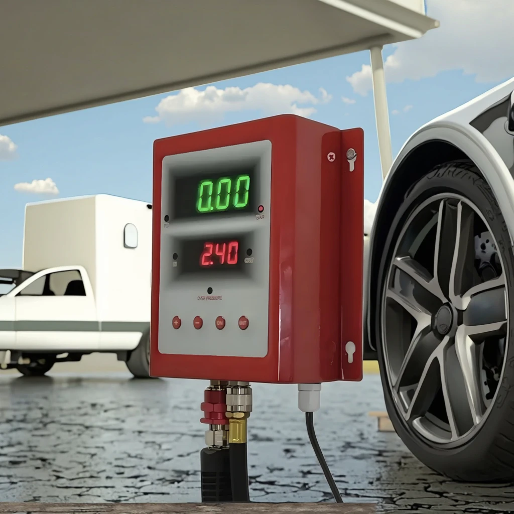 High Precision Metal LED Automatic Wall-Hanging Tire Inflator 85~240V 0.3PSI Accuracy CE Certified 12-Month Warranty Digital