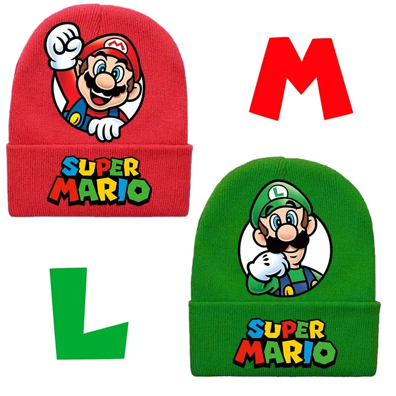 

Super Marioed Child Hat Creative Cartoon Hats for Boys and Girls Winter Warmth Fashion Anime Knitted Kid Caps Birthday Gifts New