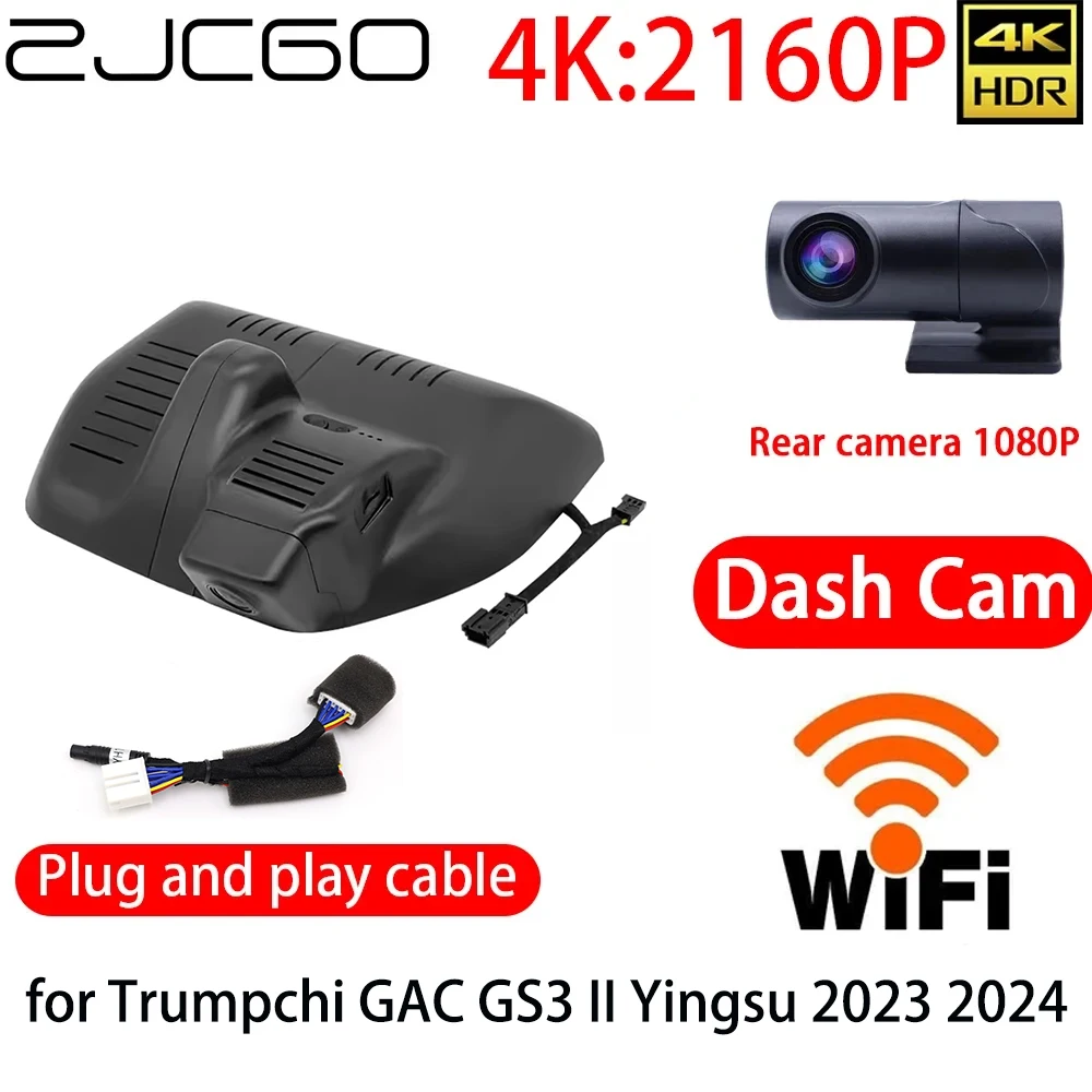 

ZJCGO 4K DVR Dash Cam Wifi Front Rear Camera 24h Monitor for Trumpchi GAC GS3 II Yingsu 2023 2024