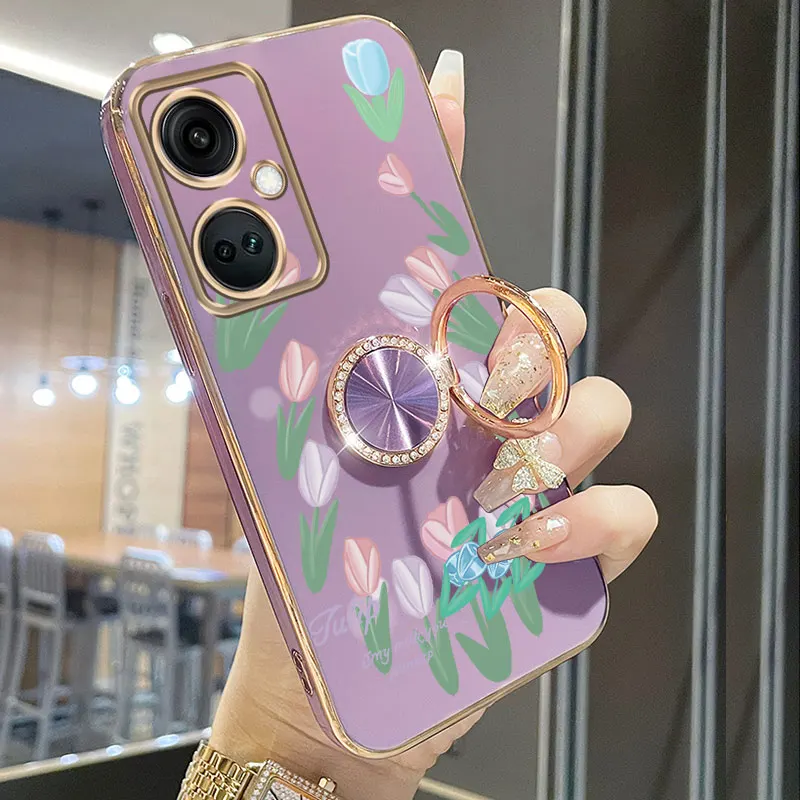 مجوهرات حزام الحبل لطيف لطيف توليب حامل هاتف الحال بالنسبة Oneplus 9 9r 8T 10 Ace 11 11R 12 Pro Ace 2b 2 3 3 فولت حامل غطاء