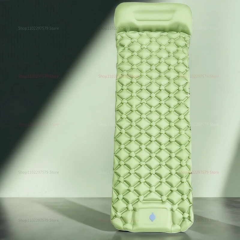 وسادة نوم خفيفة الوزن مقاومة للماء وقابلة للنفخ للتخييم في الهواء الطلق، مرتبة هوائية محمولة تعمل بالقدم للرحلات وحقيبة الظهر