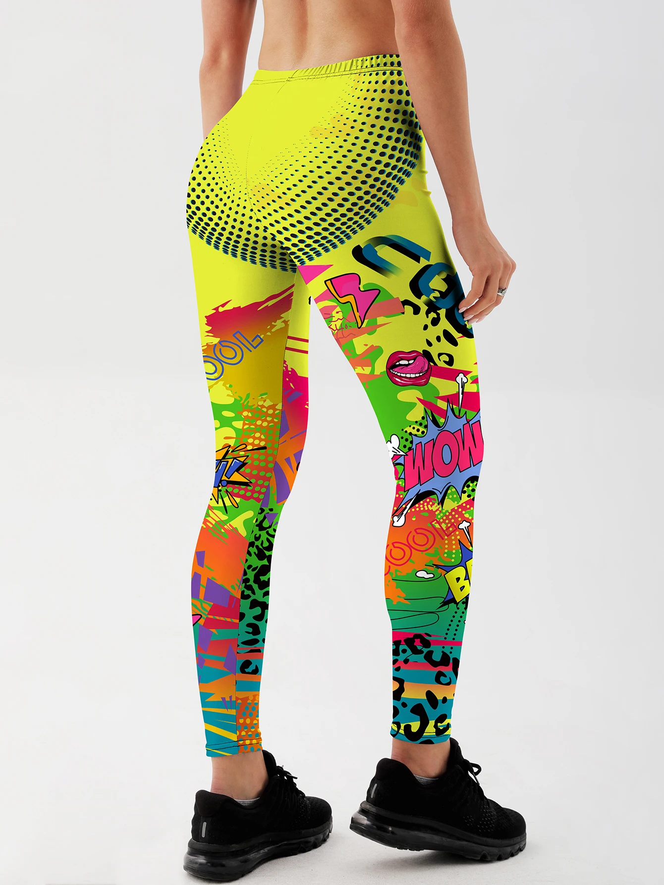 Cute English letters style Printed Yoga Leggings Women High Waist Workout Sexy yellow Trousers