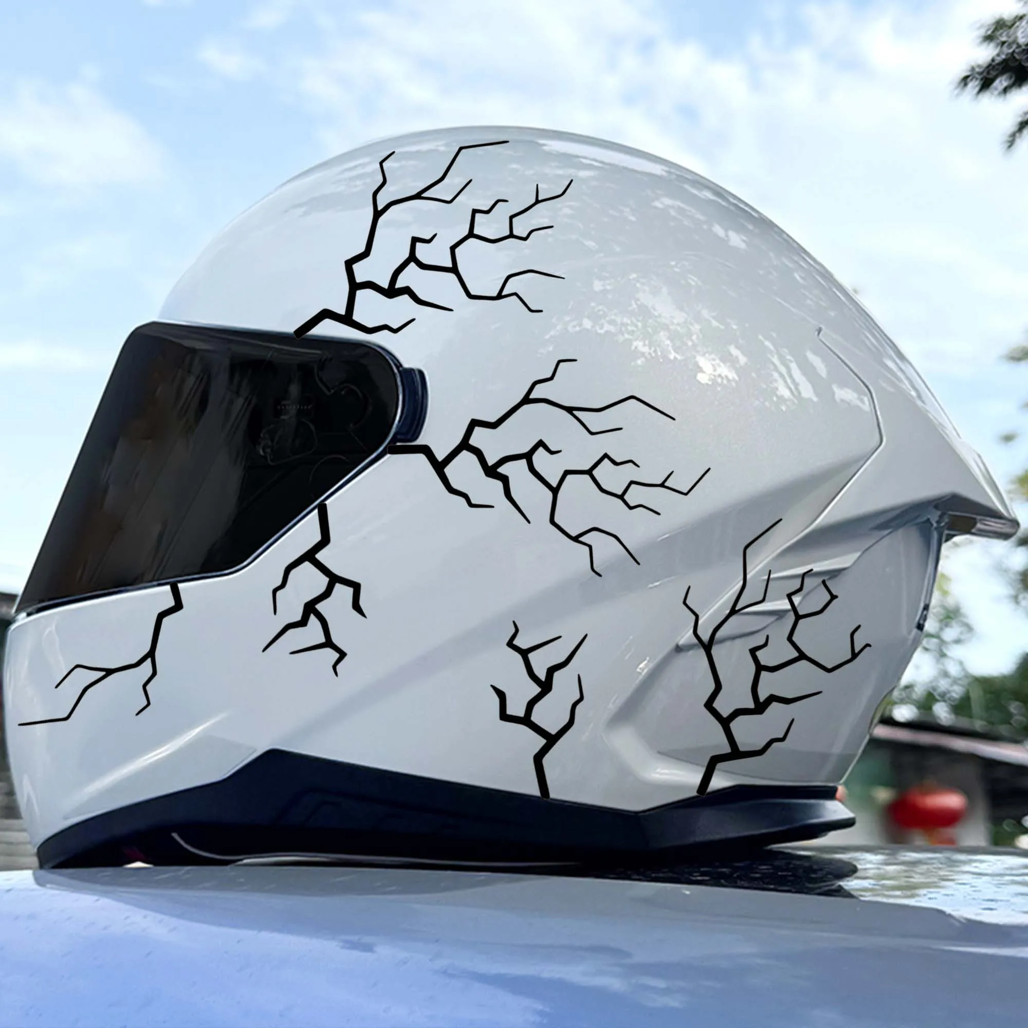 1SET 25cm Crack Lightning Graphic Waterproof Vinyl Sticker For Car Moto Helmet Laptop Decor, Assorted Colors