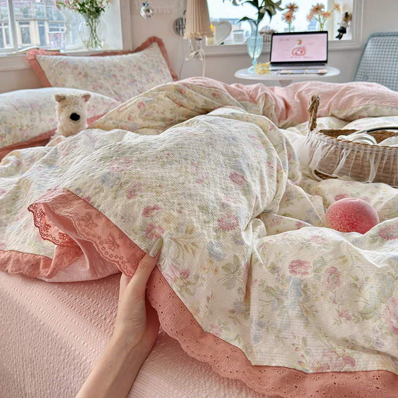2026 Ins Dopamine Polka Dot Bedding Set, Twin Queen Size Bed Sheet with Pillowcase Class A for School Dormitory Decor No Filling