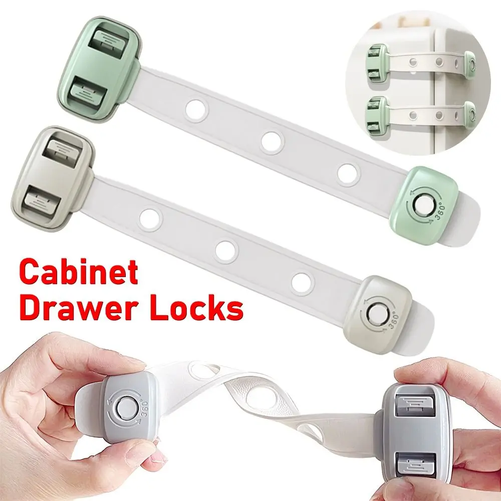 Dual Button Unisex Safety Lock DIY Anti-Pinching Hand Cabinet Drawer Locks Plastic Multifunctional Toilet Lock