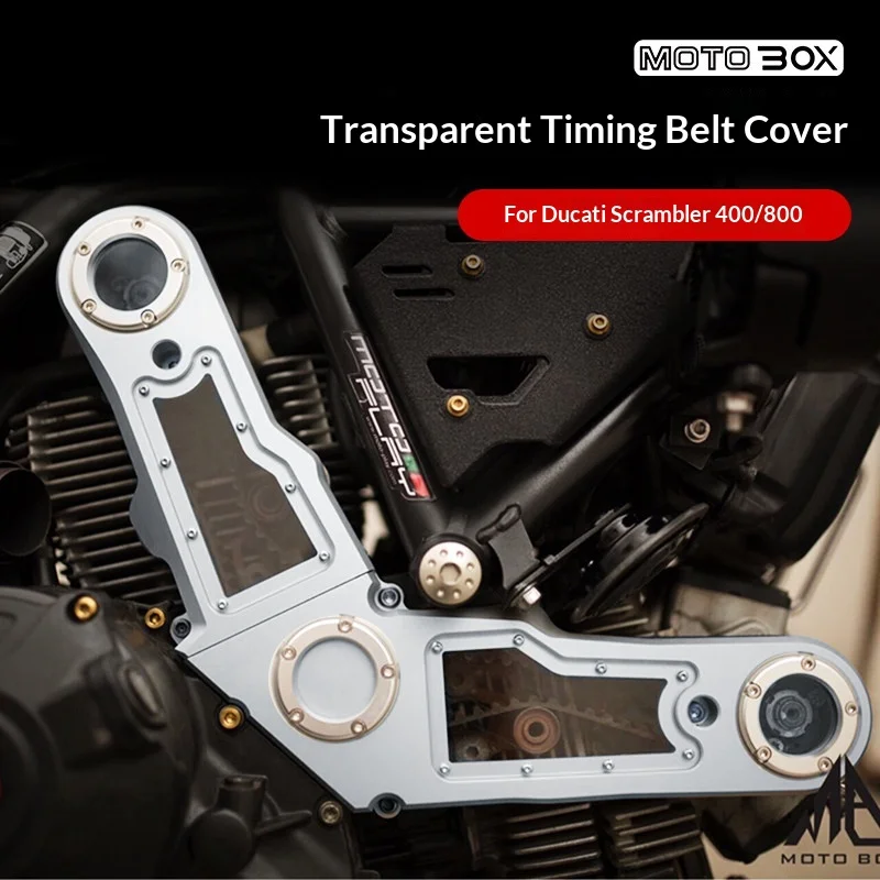 【Premium】For Ducati Scrambler 400/800 Sled Modified Engine Transparent Timing Belt Cover CNC Aluminum Alloy Decorative Cover