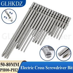 1 pz 50/60/80mm PH00/0/1/2 801 punta per cacciavite a croce elettrica 5mm gambo tondo cacciavite a croce magnetico cacciavite avvitatore a percussione