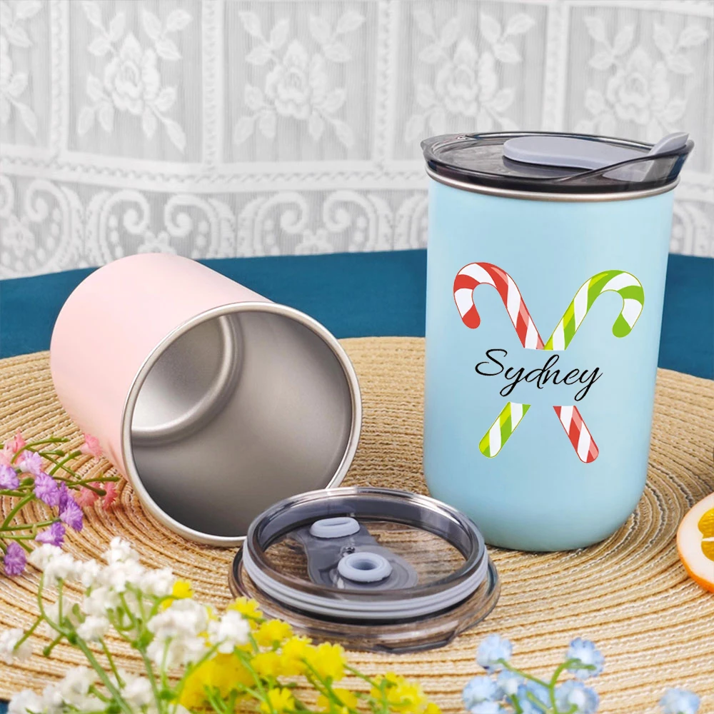 Personalized customized stainless steel cup, Christmas patterned beverage cup with lid, perfect for Christmas cup gifts view 4
