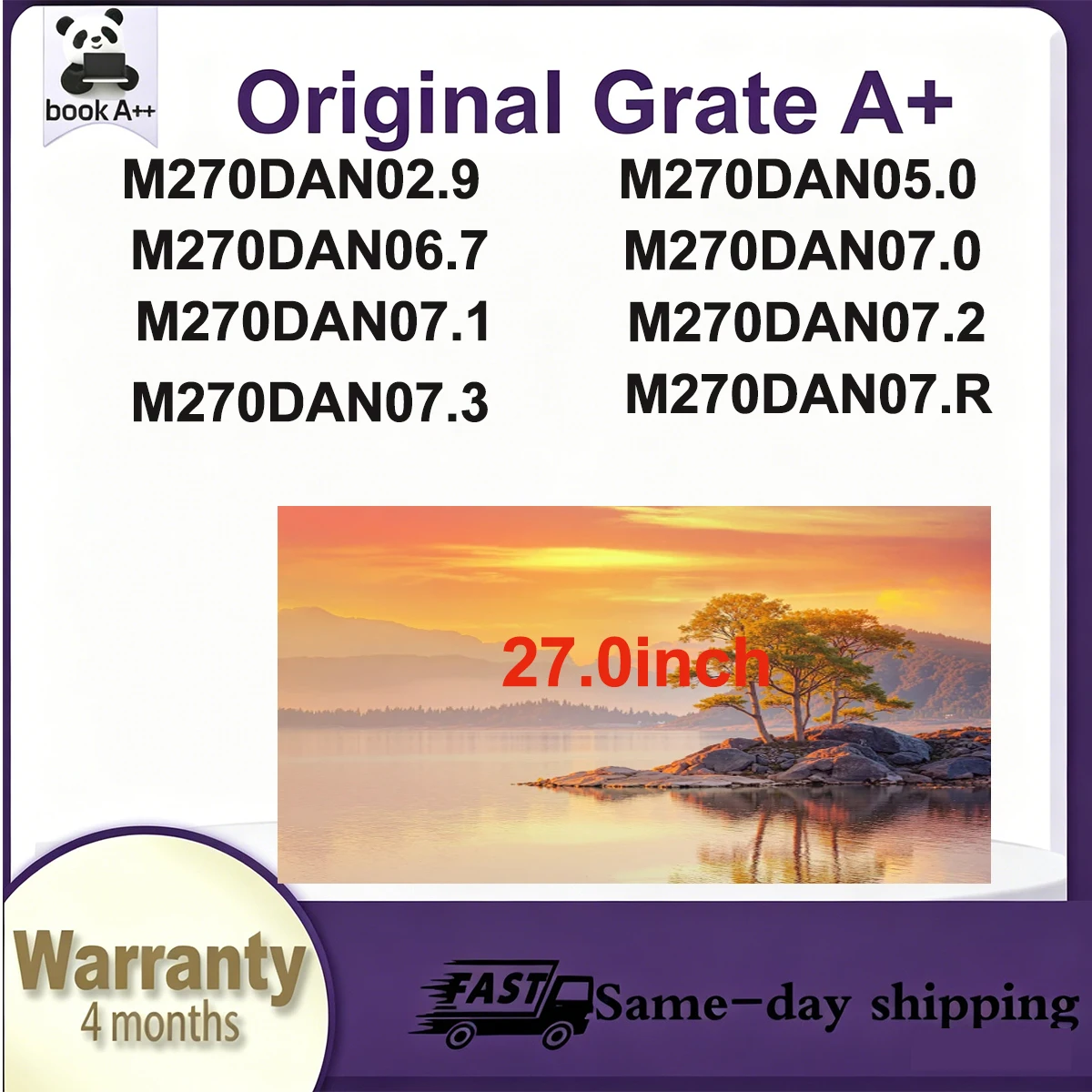 Original New A+27"IPS LCD Screen M270DAN02.9 M270DAN05.0 M270DAN06.7 M270DAN07.0 M270DAN07.1 M270DAN07.2 M270DAN07.3 M270DAN07.R