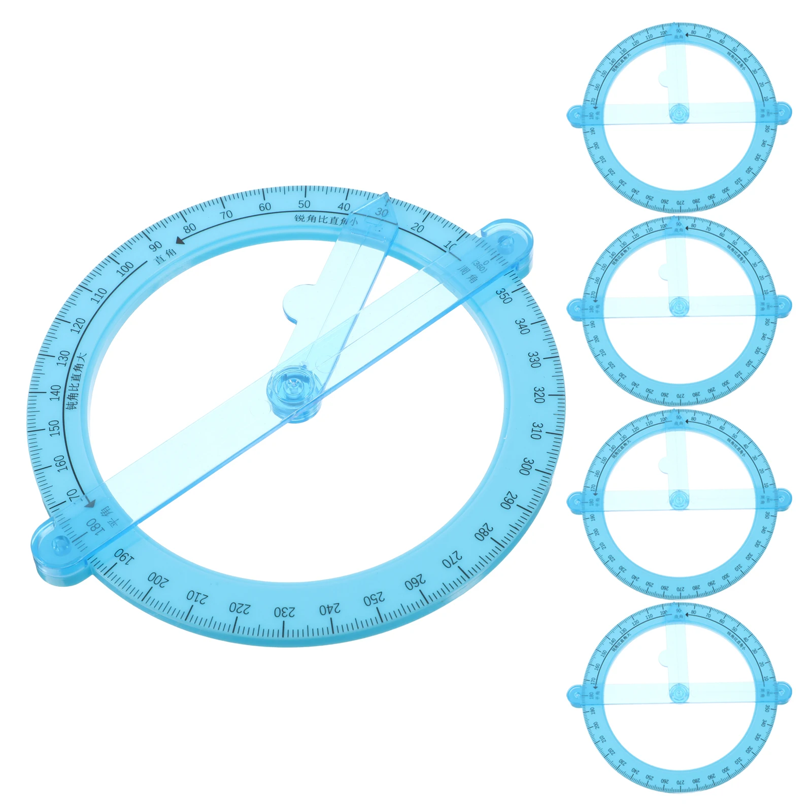 

5pcs Circular 360 Degree Protractor Movable Angle Measurement Tool Swing Arm Metric Ruler for School Office Engineering