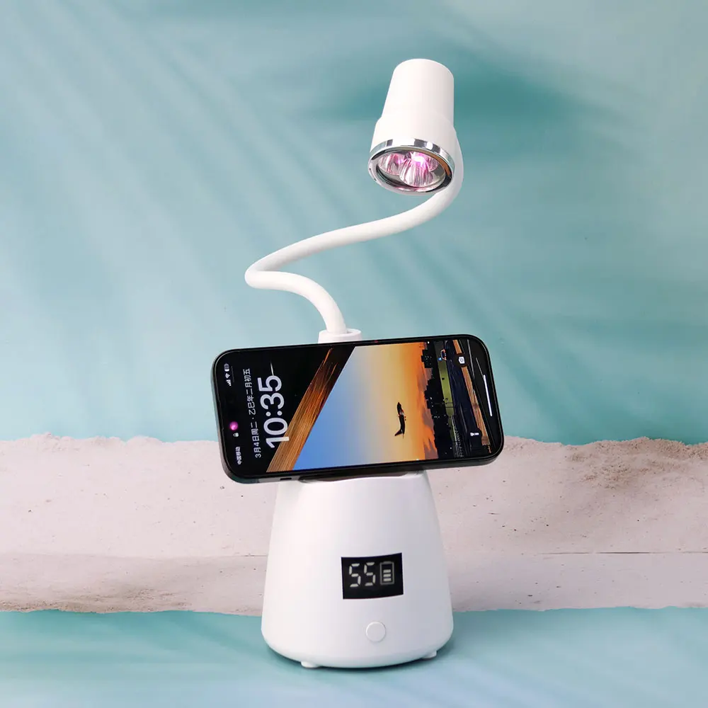 เครื่องอบเล็บ LED แบบตั้งโต๊ะ ชาร์จไฟได้ 18 วัตต์ สำหรับอบเจลทาเล็บ ไร้สาย แสงสีแดง พร้อมกล่องเก็บ