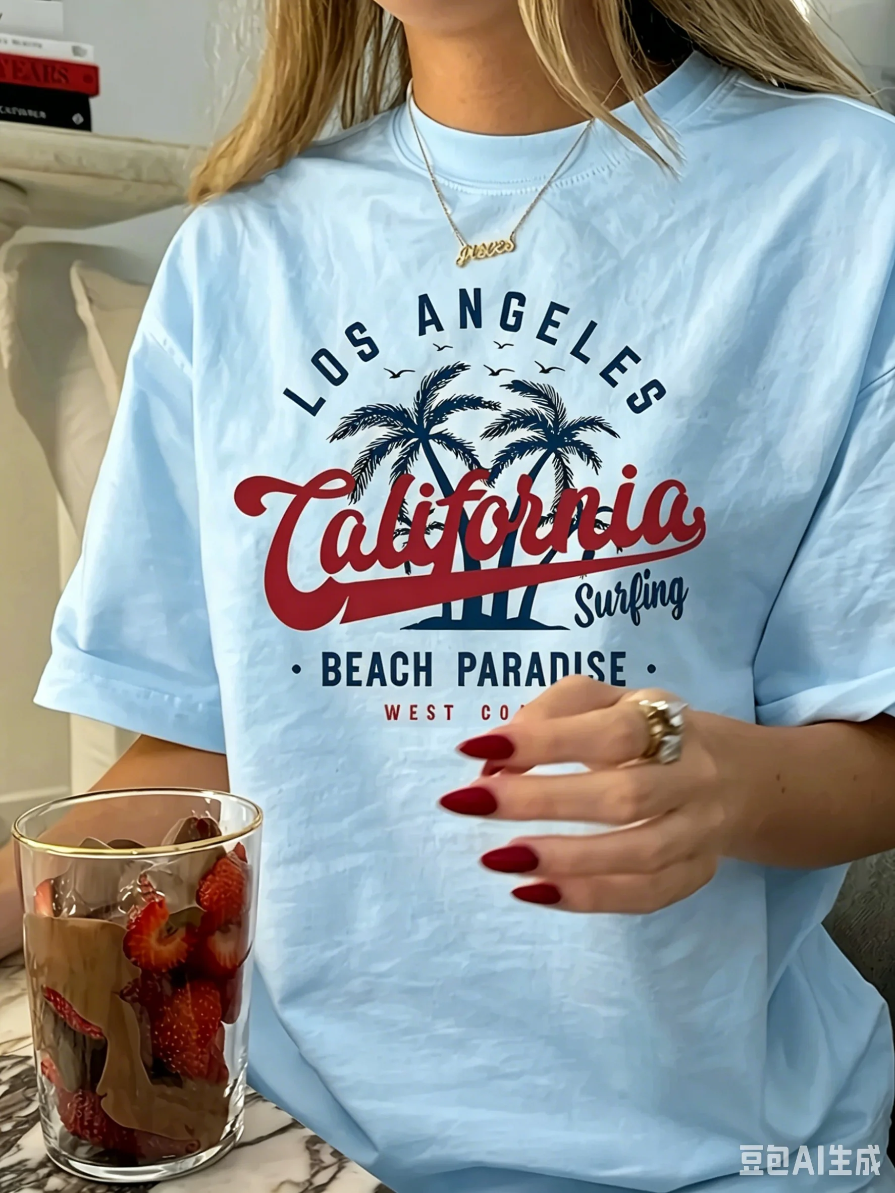Men's & Women's 100% Cotton Summer T-Shirt California Los Angeles Beach Print Casual Surf Tee Suitable For Kids Too