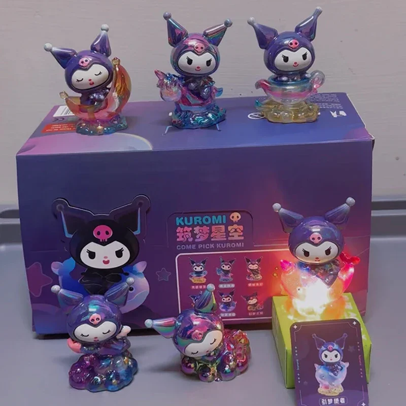 Miniso kuromi construir sonho estrelado série caixa cega brinquedos kawaii figuras de ação dos desenhos animados decoração modelo colecionável surpresa presentes