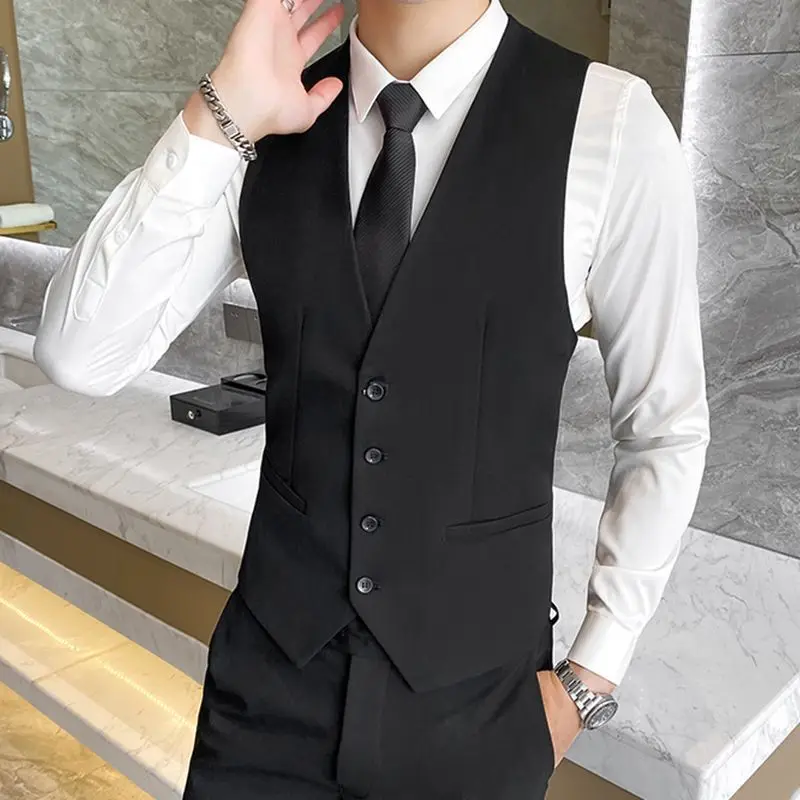 

Korean slim suit vest men's waistcoat best man wedding vest business casual suit groom formal dress Y1081