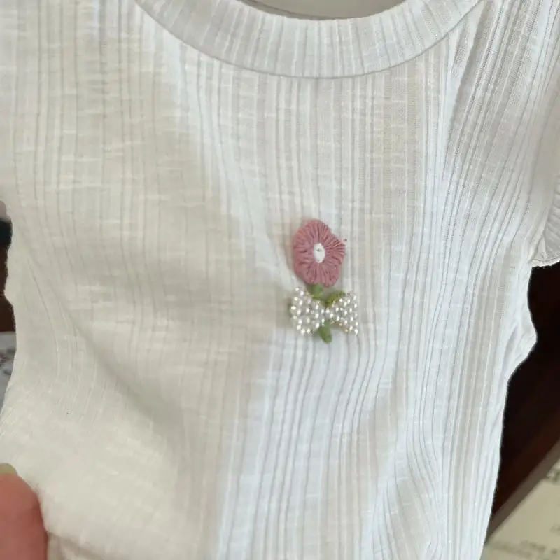 Infant Rib-Knit Tank Top Summer Bamboo-Cotton Blend Vest Breathable Cooling Outfit Girls T-shirt