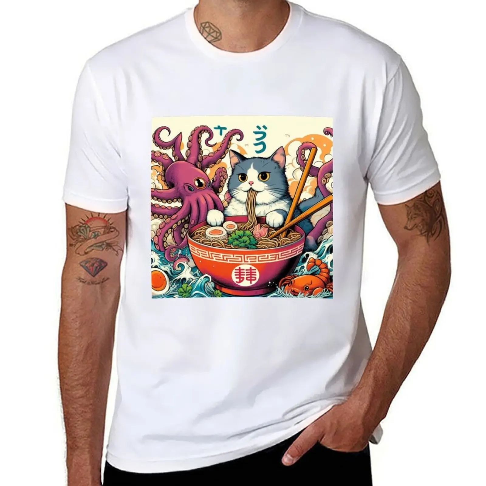 

t graphic T-Shirt man shirts shirt t for anime ramen man t shirt oversize Cat