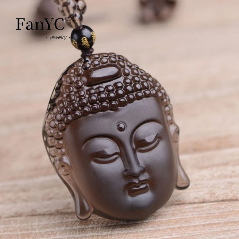 

Natural Ice Obsidian Buddha GuanYin Pendant Hand-carved Dragon Brand Wolf Tooth Necklace Lucky Charms for Men and Women