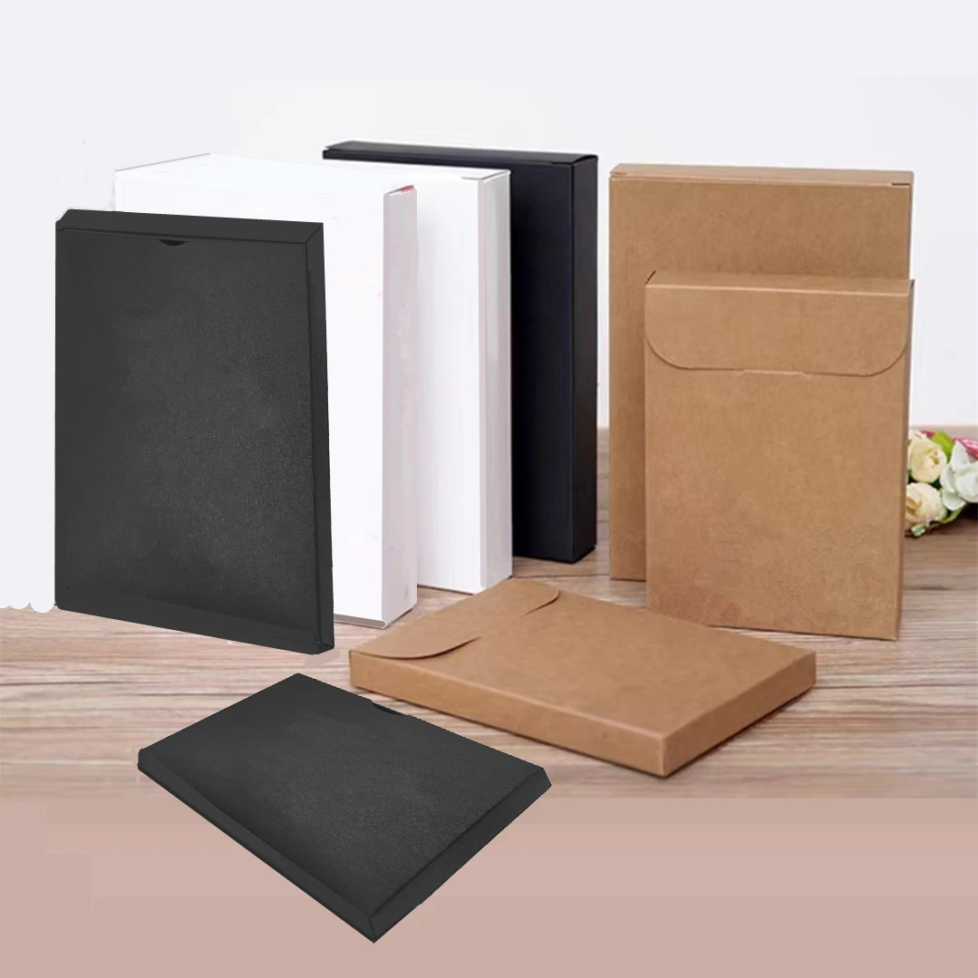 Blank Kraft Paper Box, Envelope Photo Gift Boxes, Wedding Postcard, Stationery Packaging Box, Cosmetics Package, 50Pcs